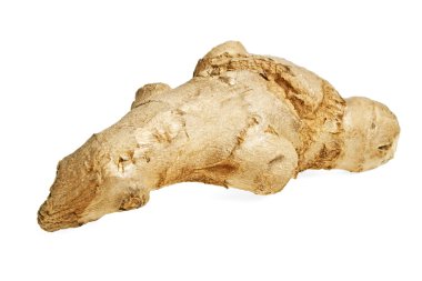 Beyaz arkaplanda zencefil kökü