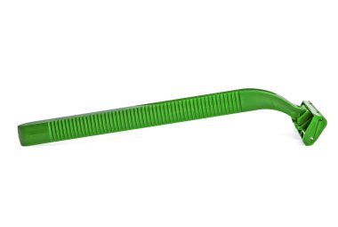 Beyaz arka plan üzerinde yeni mavi tıraş makinesi kadar kapatın