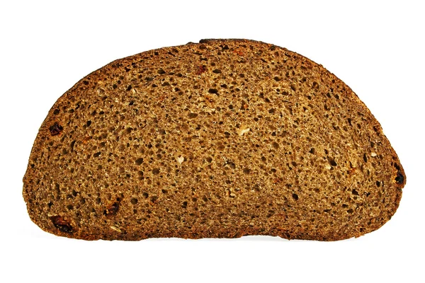 白色背景下分离的新鲜黑麦面包片 — 图库照片