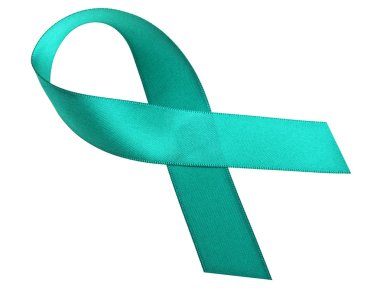Teal ribbon on a white background clipart