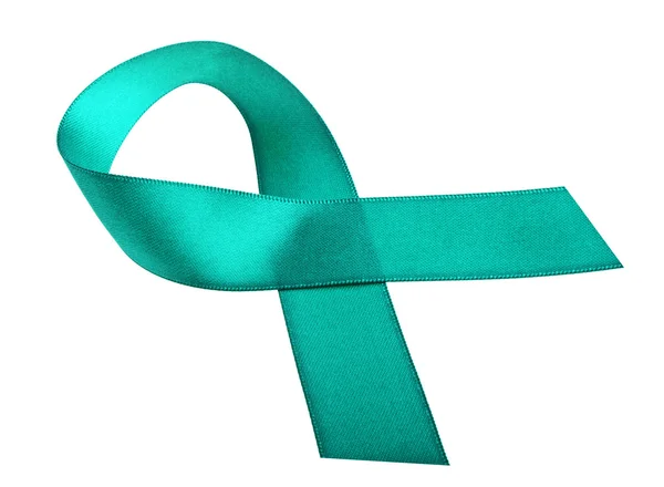 Teal ribbon on a white background — Stock Photo, Image