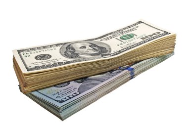 Beyaz arka planda 100 dolarlık banknotlar