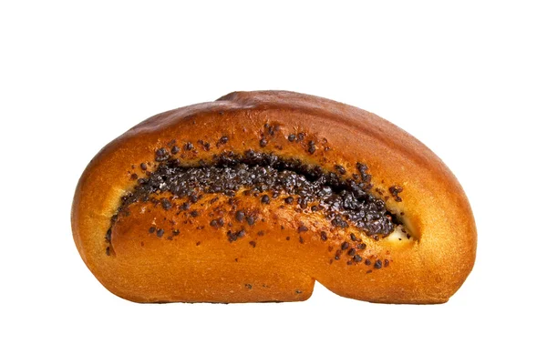 Pan dulce con semillas de amapola sobre fondo blanco — Foto de Stock