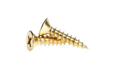 beyaz zemin üzerine altın vidalar