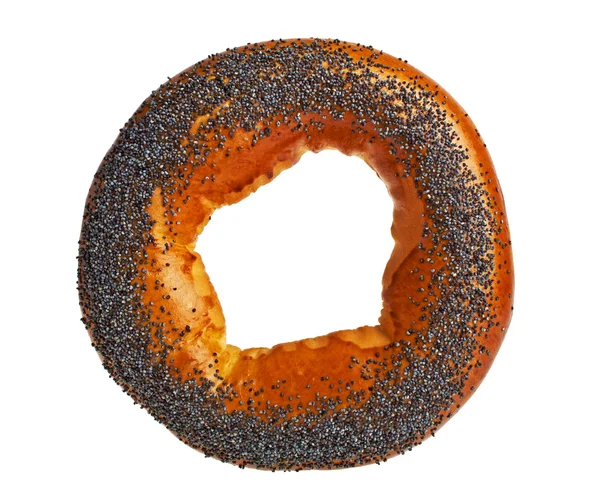 Bagel con semi di papavero isolato su sfondo bianco — Foto Stock