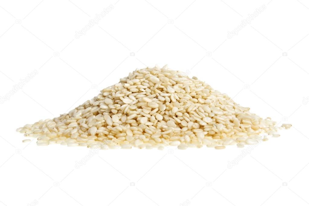 Sesame seeds on a white background
