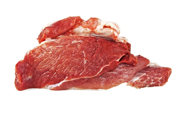 Carne crua sobre um fundo branco — Fotografia de Stock