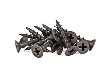 Beyaz arka planda siyah vidalar