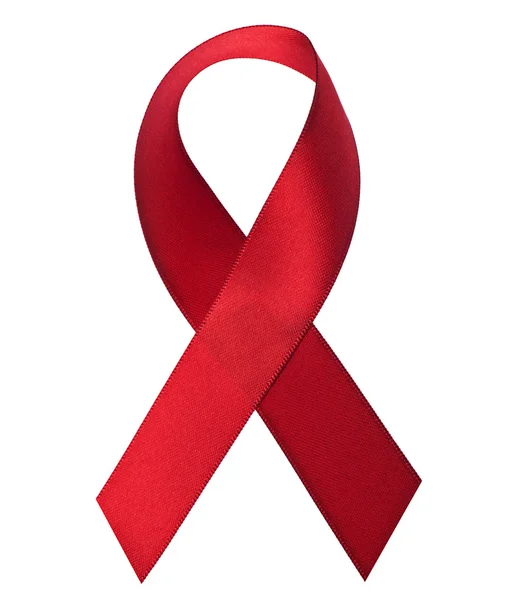 Aids awareness red ribbon isolated on white background — Stock Photo, Image