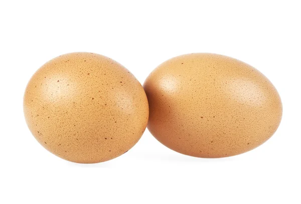 Ovos de galinha marrom isolados no fundo branco — Fotografia de Stock