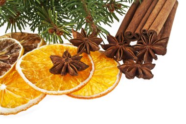 Beyaz arka planda izole edilmiş Noel dekorasyonu