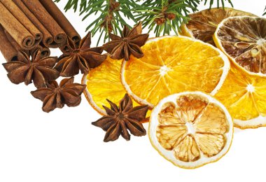 Beyaz arka planda izole edilmiş Noel dekorasyonu