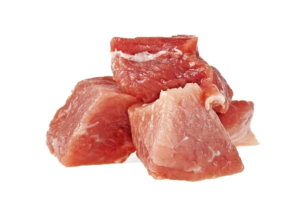 Raw fresh meat chunks isolated on white background — Stock Photo, Image