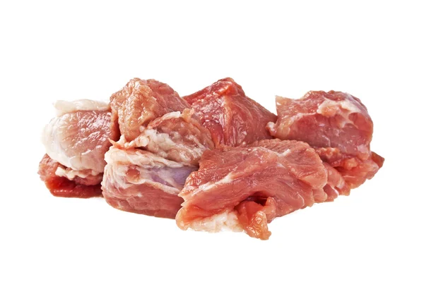 Pezzi di carne fresca cruda isolati su fondo bianco — Foto Stock