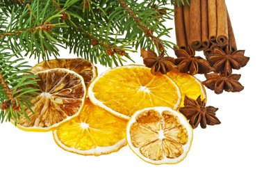 Beyaz arka planda izole edilmiş Noel dekorasyonu