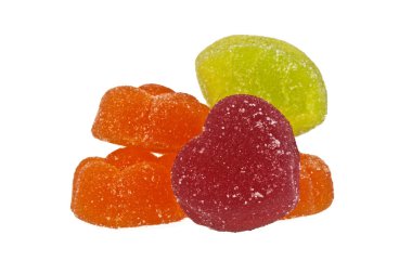 Beyaz bir arka plan üzerinde renkli marmelat