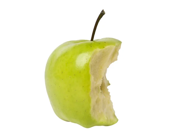 Pomme verte mordue isolée sur fond blanc — Photo