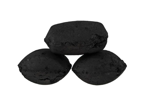 Coco charcoal briquetts isolated on white background — Stock Photo, Image