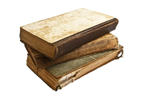 Livros antigos isolados em fundo branco — Fotografia de Stock