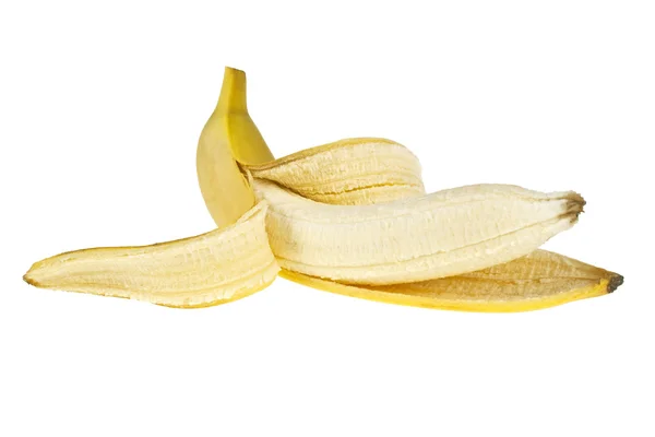 白色背景的剥皮香蕉 — 图库照片