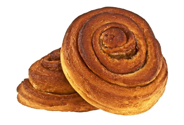 Kanelbullar på vit bakgrund — Stockfoto