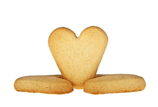 Biscoitos em forma de coração sobre fundo branco — Fotografia de Stock