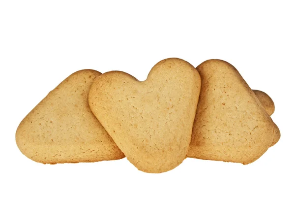 Biscoitos em forma de coração sobre fundo branco — Fotografia de Stock