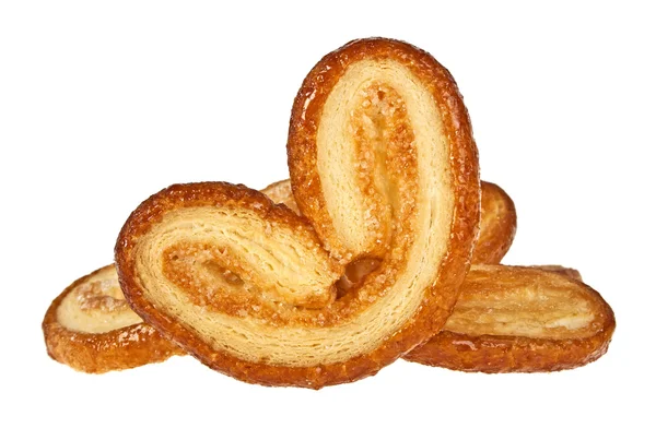 Biscoitos de sopro na forma de coração isolado no fundo branco — Fotografia de Stock