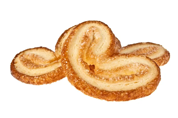 Galletas de hojaldre en forma de corazón aisladas sobre fondo blanco — Foto de Stock