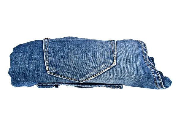 Blå jeans på en vit bakgrund — Stockfoto