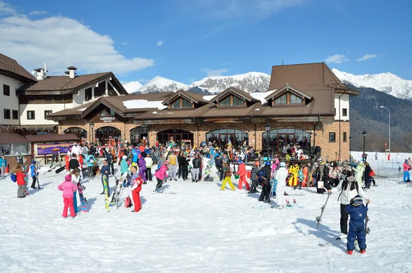 Sochi, Russia, February, 27, 2016,  People relax on ski resort Rosa Khutor — Stock Photo, Image