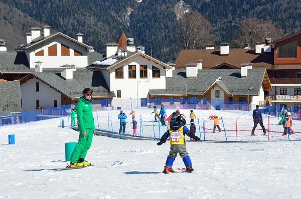 Sochi Russia February 2016 Ski Resort Rosa Khutor Teaching Children — Stock Photo, Image