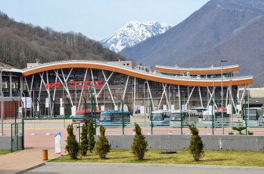 Soçi, Rusya, Mart, 03, 2016. Tren istasyonu Rosa Khutor