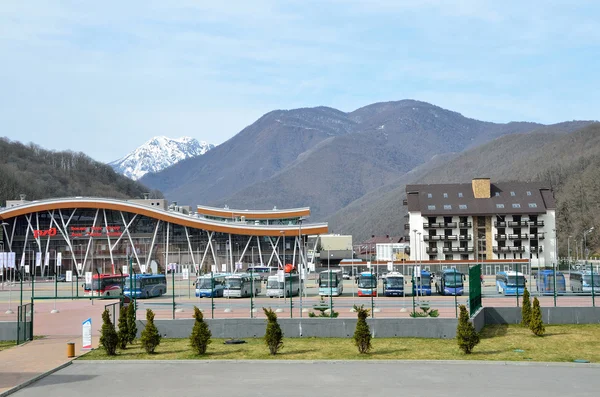 Sochi, Rússia, 03 de março de 2016. Estação caminho de ferro Rosa Khutor — Fotografia de Stock