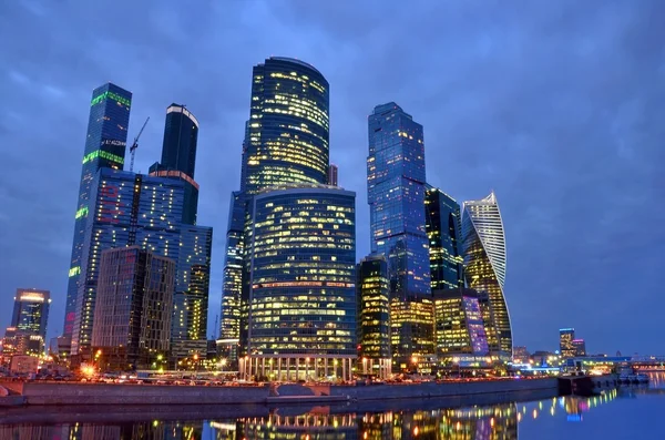 Moscow, Russia, March, 28, 2016. Russian scene: International Business Centre "Moscow-City" at night — Stock Photo, Image