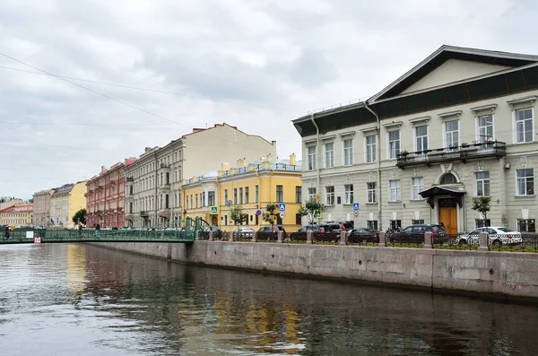 St. Petersburg, Moscow, August, 31, 2014. Nobody, embankment of Moyka river in cloudy weather — Stock Photo, Image