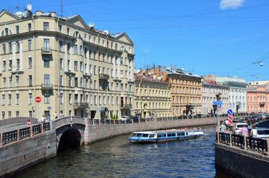 St. Peterburg, Rusya, 20 Temmuz 2014. Rus sahnesi:St. Petersburg, Moika nehri nehirleri ve chanelleri boyunca yolculuk