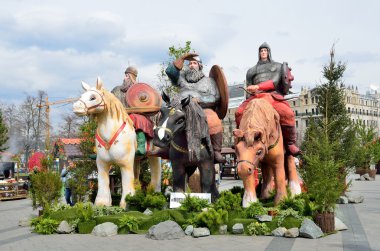 Moskova, Rusya, Nisan 25, 2016,Moskova'da Devrim meydanı dekorasyonu festival sırasında 