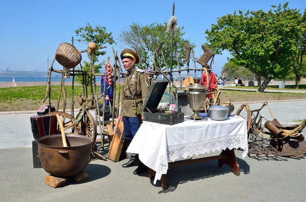 Vladivostok, Ryssland, maj 20, 2016. Ussuri kosack regementet som representerar kosack livsföringen i utställningen Pacific internationell turism — Stockfoto