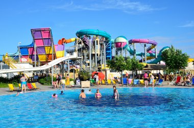 Evpatoria, Kırım'da, Temmuz, 06, 2016. Aquapark Evpatoria, en büyük Kırım'ın 