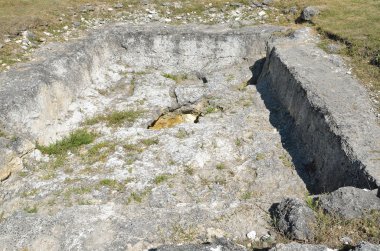 Simferopol, Kırım'da, Temmuz, 14, 2016. Çar argo, Simferopol, Kırım Cumhuriyeti İskit Neapolis antik İskit Türbesi kalıntıları