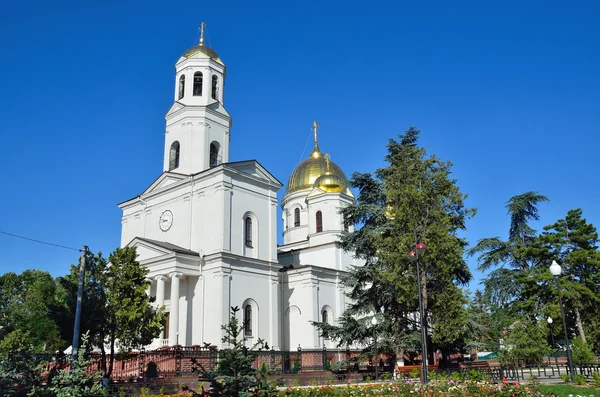 シンフェロポリ クリミア自治共和国、大聖堂聖の名前では、市の中心部にグランド プリンス アレクサンドル ・ ネフスキーを祝福 — ストック写真
