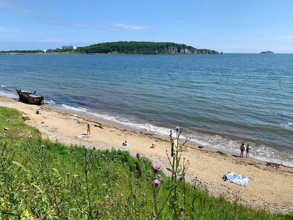 Playa Salvaje Bahía Patroclus Patrokl Frente Península Basargin Julio 2020 — Foto de Stock