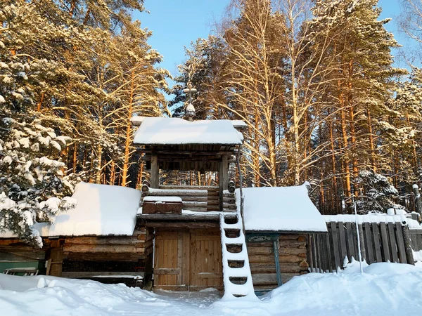 Zheludyevo Pokrov Vladimir Region Russia January 2021 Wooden Buildings Ethnographic — Stock Photo, Image