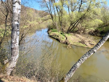 Rusya ve Moskova Bölgesi İlkbaharda Protva Nehri