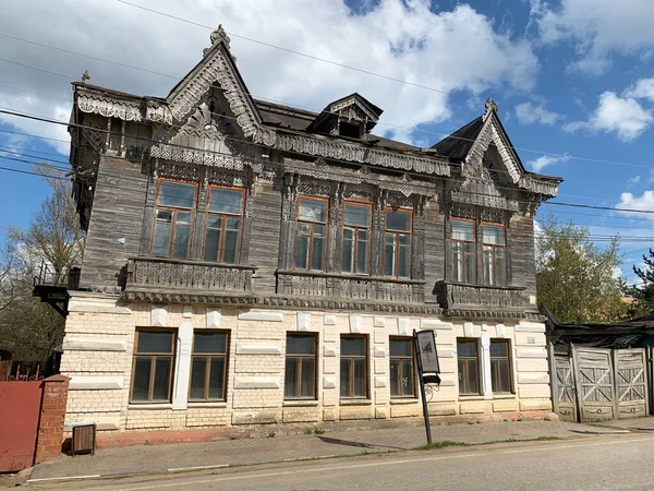 Borovsk Russie Région Kalouga Mai 2021 Maison Bois Avec Dentelle — Photo