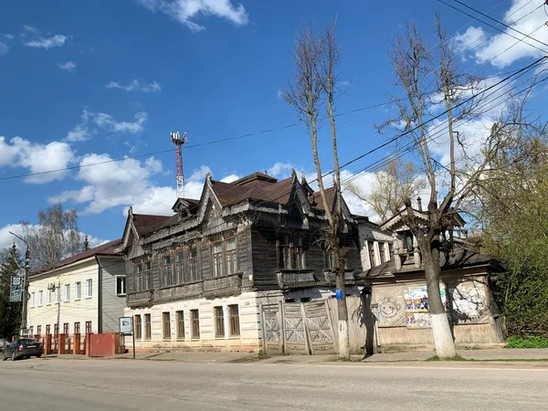 Borovsk Rusia Región Kaluga Mayo 2021 Casa Madera Con Encaje — Foto de Stock