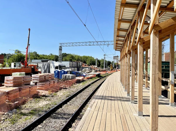 Balashikha Região Moscou Rússia Junho 2021 Reconstrução Plataforma Estação Ferroviária — Fotografia de Stock