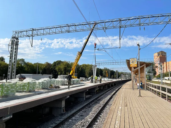 Balashikha Rusia Agosto 2021 Reconstrucción Plataforma Estación Tren Balashikha Rusia — Foto de Stock