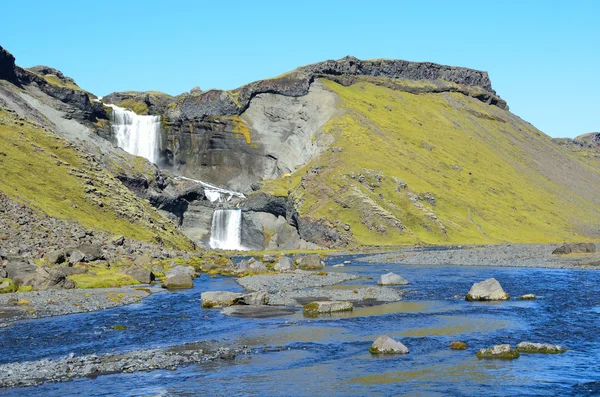 Islandia, fragment wodospad Oufirofoss w kanionie wulkan Eldgja — Zdjęcie stockowe